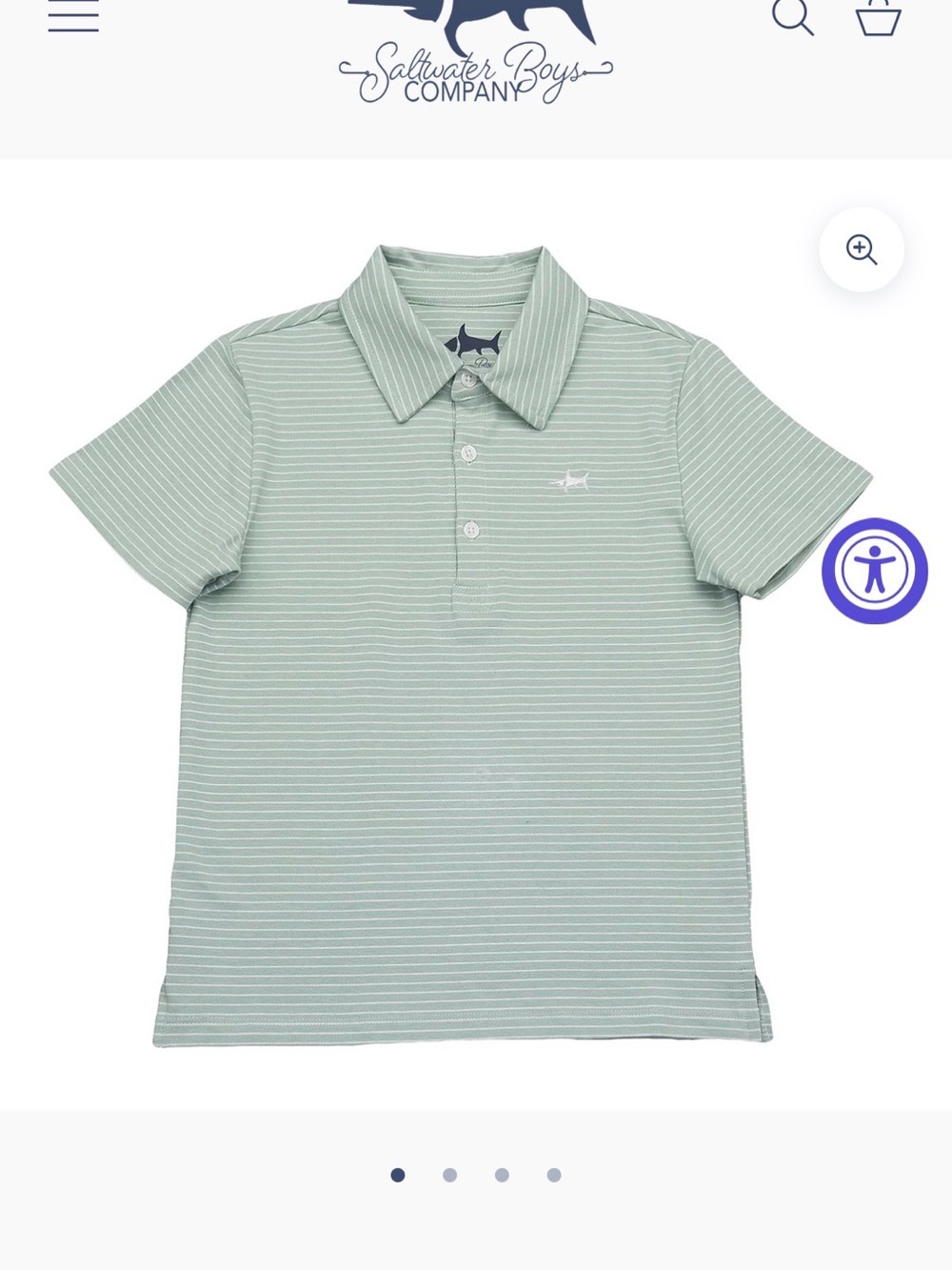 Saltwater Boys Co Seafoam and White Striped Polo Shirt for boys size 10-12